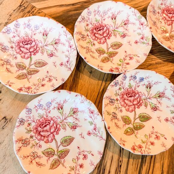 Set of 6-Johnson Brothers, 1930’s Rose Chintz Collection, Saucers, 5.75” - Picture 8 of 10